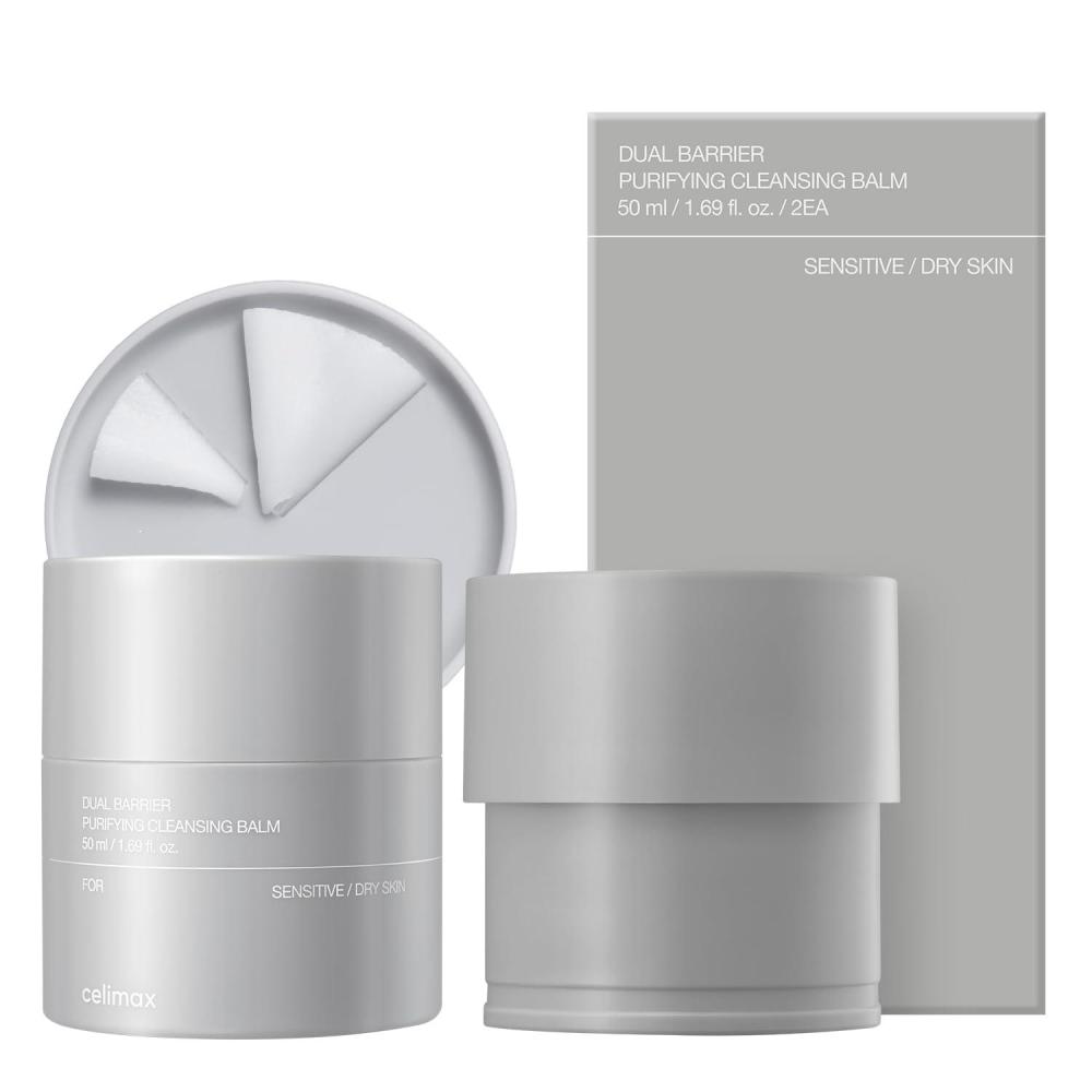 image:imagecelimax Dual Barrier Purifying Cleansing Balm  with Ceramides Waterproof Makeup Remover Pore Cleansing Daily Use Cleanser Grind Container 50ml17 Ounce Pack of 2