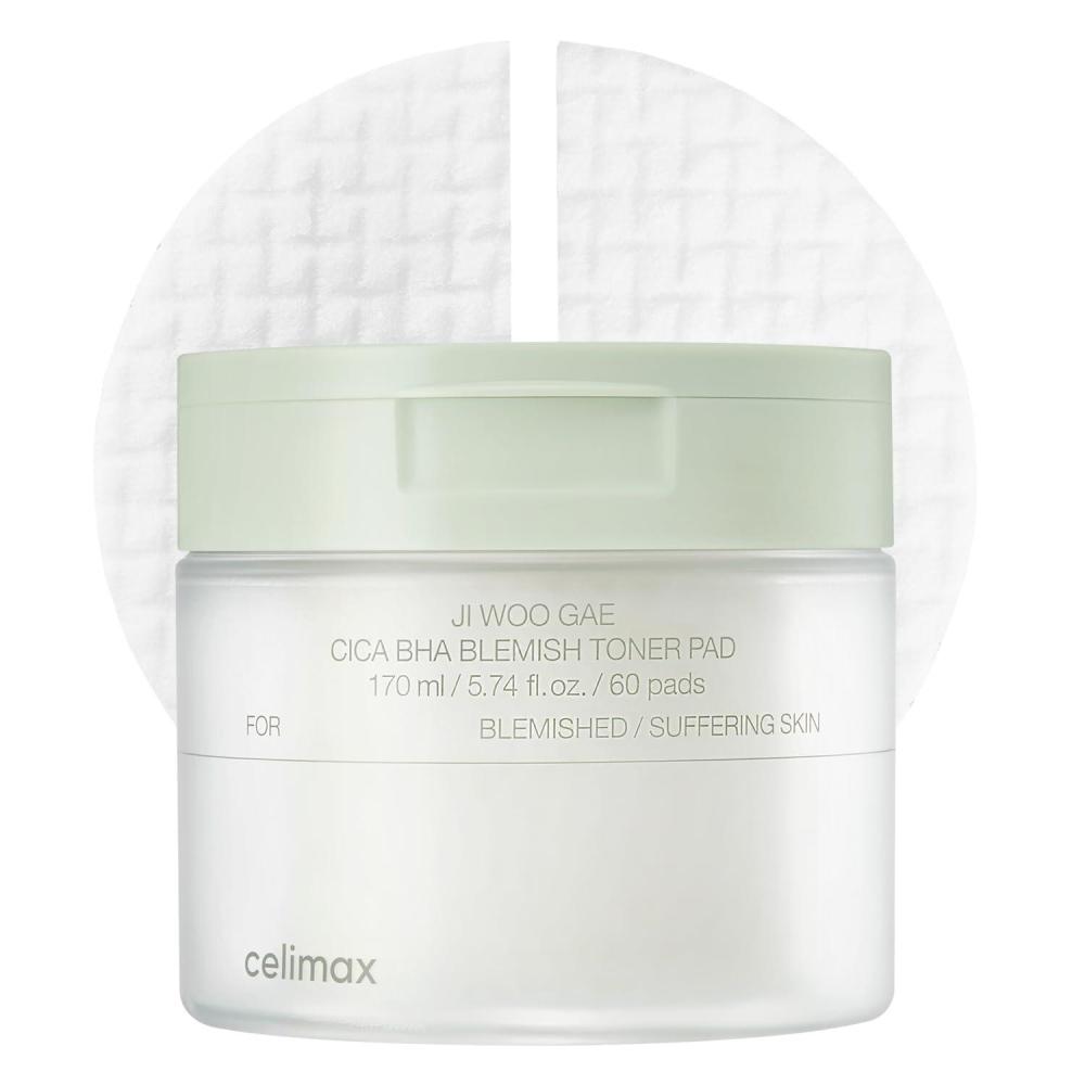 image:imagecelimax JiWooGae Heartleaf BHA Peeling Pad  Pore Care Exfoliating DoubleSide Toner Pads Facial Peels Hydrating Tea Tree For Acne Prone amp Breakouts Christmas Gift Stocking Stuffers 60padsCheckered