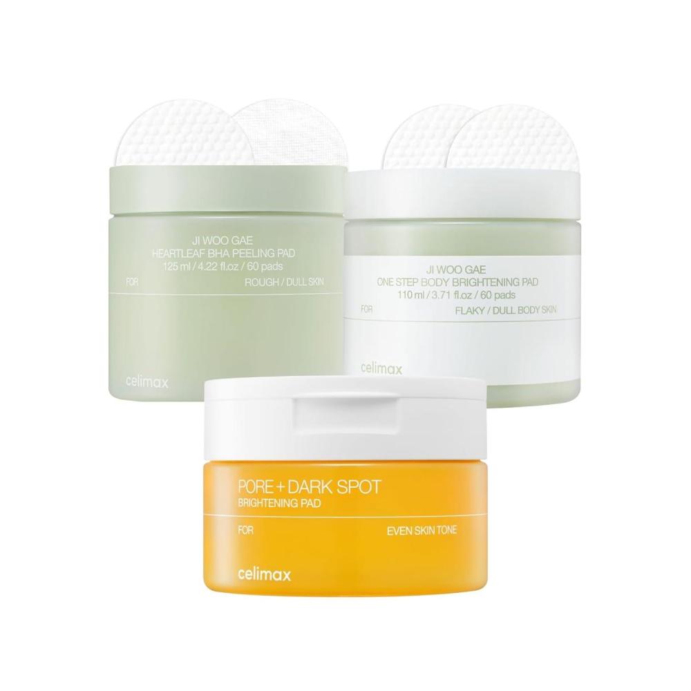 image:imageCelimax JiWooGae Heartleaf BHA Peeling amp Body Brightening Set  60 Pads  PoreDark Spot Brightening Pad 40 Pads 110ml
