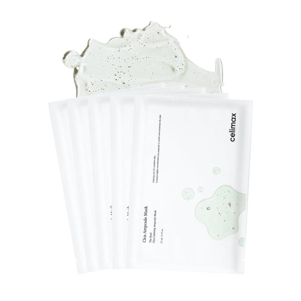 image:imagecelimax The Real Cica Calming Ampoule Mask  with Centella Asiatica amp Madecassoside Korean Face Sheet Mask for Skincare Hydrating Anti Aging Repairing For Wrinkle amp Fine Lines 27ml 5EA
