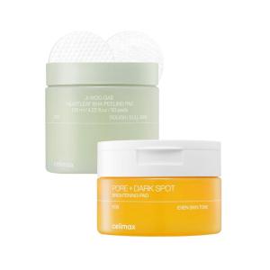 celimax Ji.Woo.Gae Pore+Dark Spot Brightening Pad (40 Pads) + Ji.Woo.Gae Heartleaf BHA Peeling Pad (60 pads) Bundle