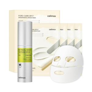 celimax Retinol Shot Serum & Pore Dark Spot Brightening Cream Mask 4EA | Home Aesthetic Duo, Korean Skin Care Gifts for Women